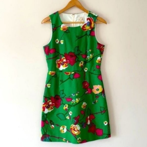 J. Crew Factory Dresses & Skirts - J CREW GARDEN PARTY PLEATED FLORAL SHIFT DRESS 8 EUC